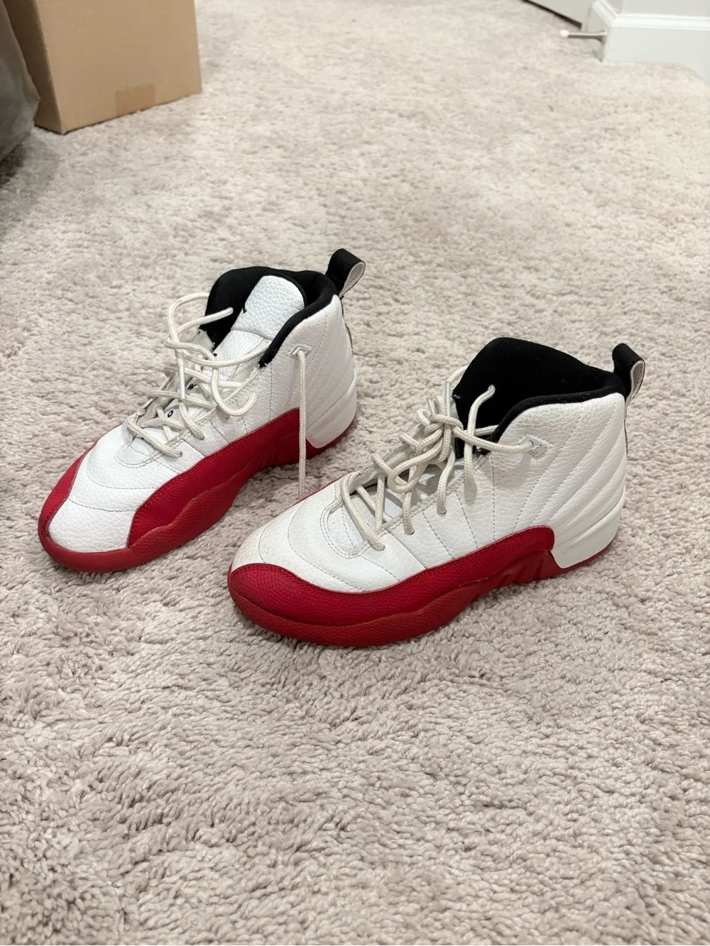 Jordan Kids White and Red Retro High-Top Sneakers